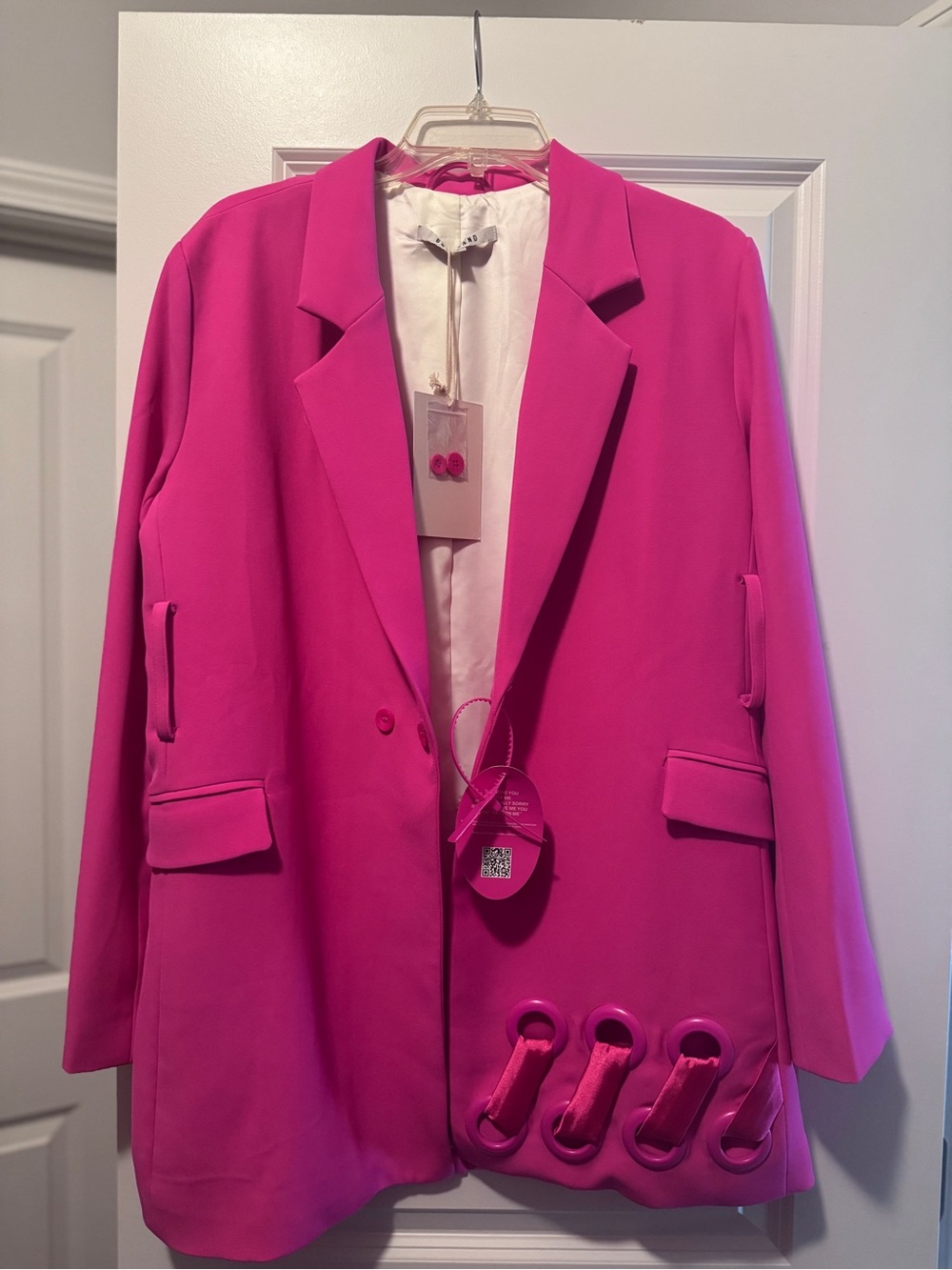 Bbxbrand Hot Pink Longline Blazer Jacket